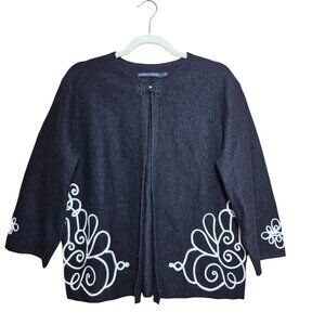 Gudrun Sjoden Womens Cardigan Sweater Size M Merino Wool Blend Black